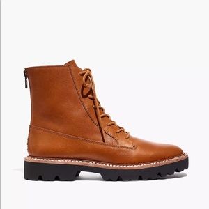 Madewell The Citywalk Lugsole Lace-Up Boot in Leather English Saddle